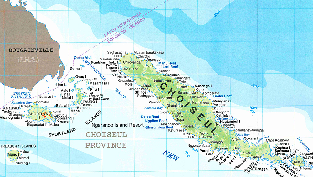 Map Choiseul, Solomon Islands