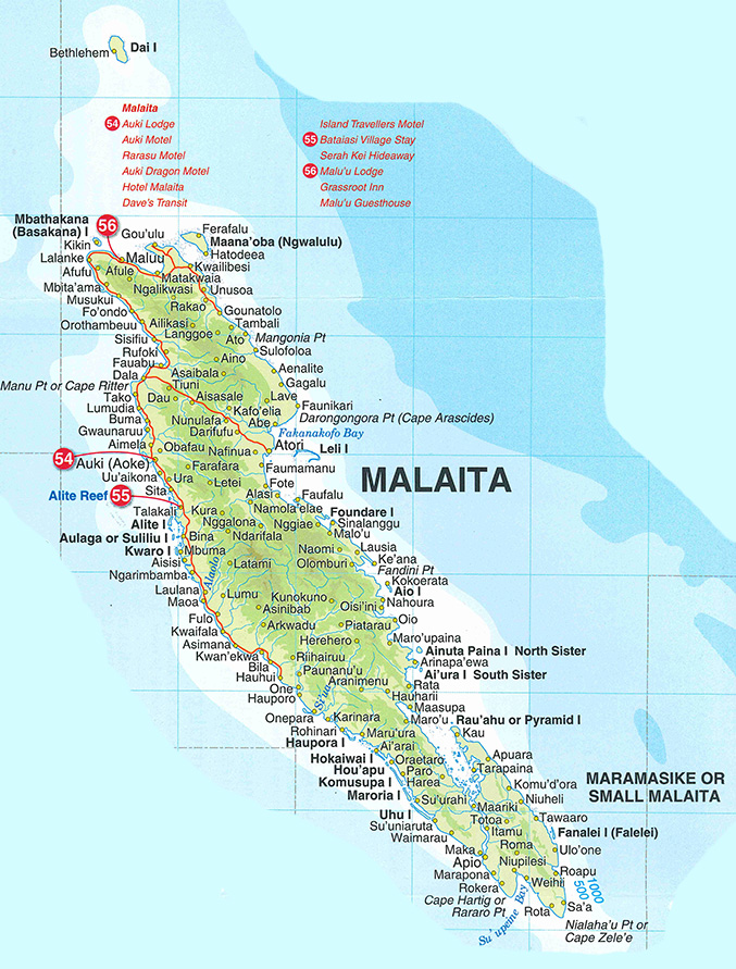 Map Malaita, Solomon Islands