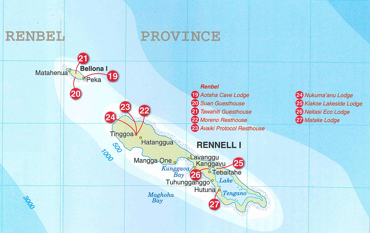 Map Renbel Province, Solomon Islands