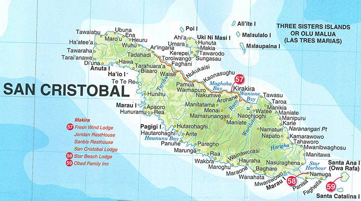 Map San Cristobal, Solomon Islands